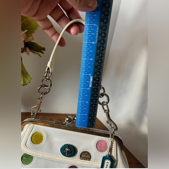 NWOT COACH SPECIAL EDITION MULTI COLORED POLKA DOT KISSLOCK FRAME SATCHEL BAG - Picture 2 of 9